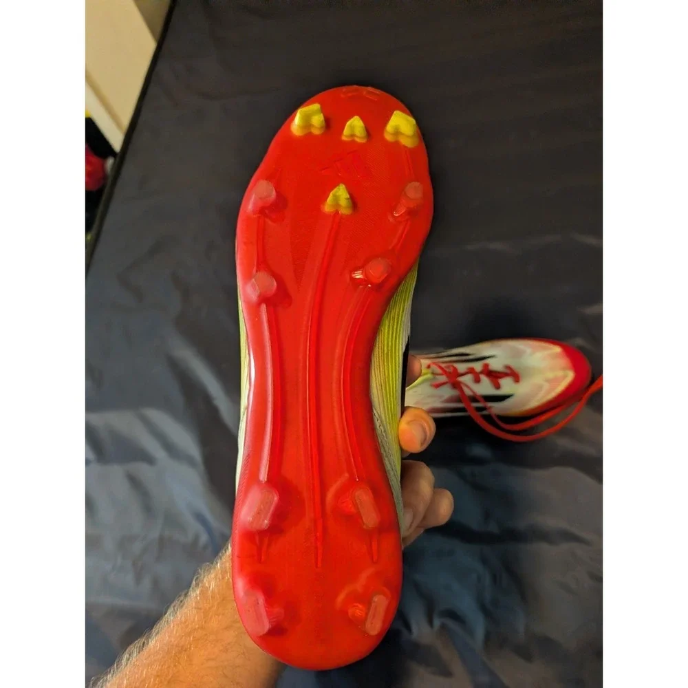 FSO Unisex Soccer Cleats White Red Yellow Adult US Size 10
